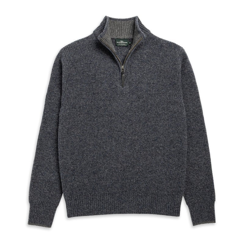 Rodd & Gunn Robbies Road Lambswool 1/4 Zip Jumper-Stonewash