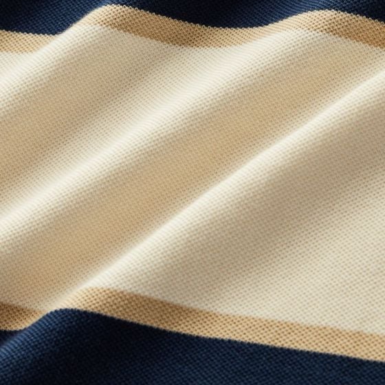 RM Williams Balmain Stripe Polo-Ecru/Navy