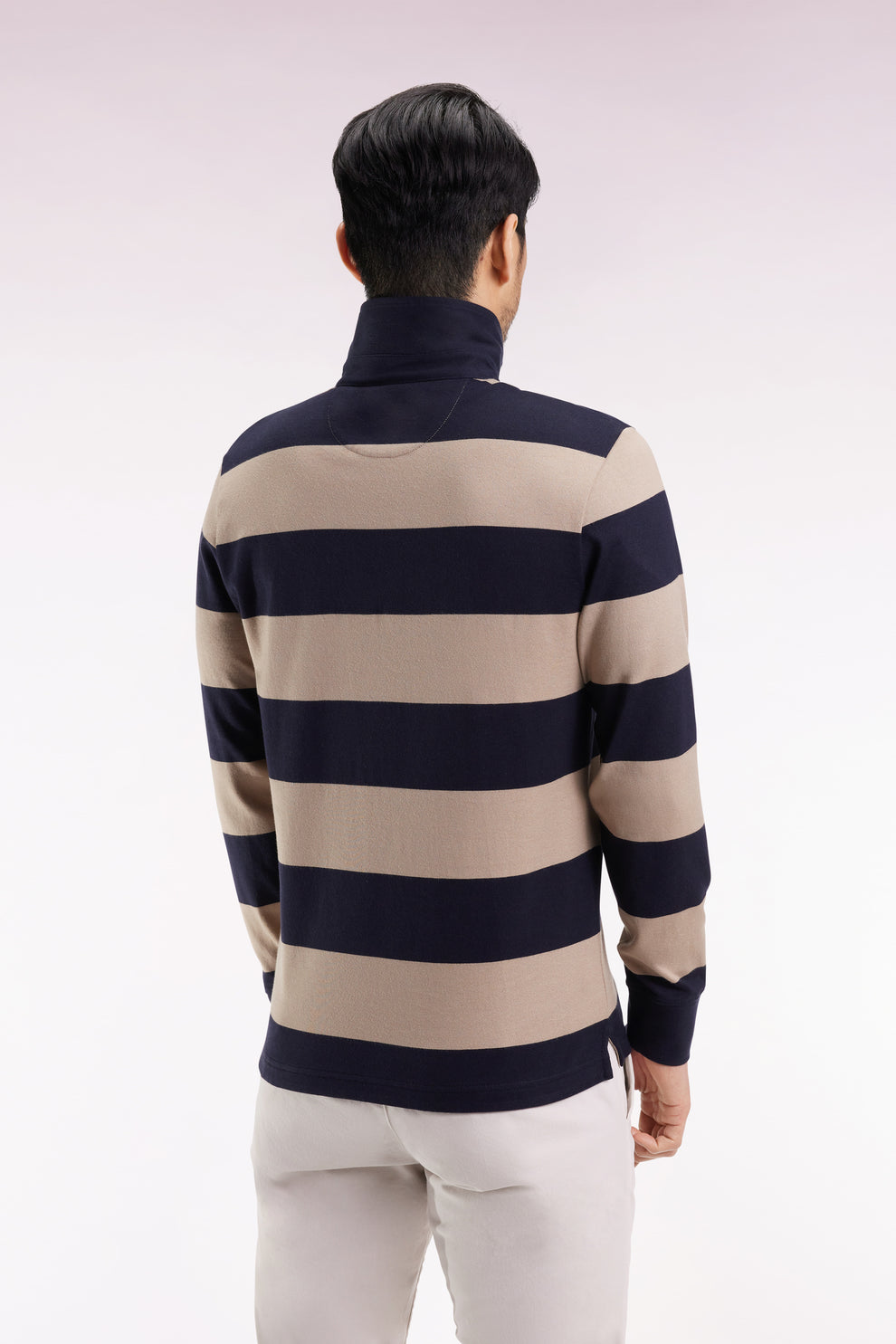 Eden Park Beige Striped Rugby Shirt