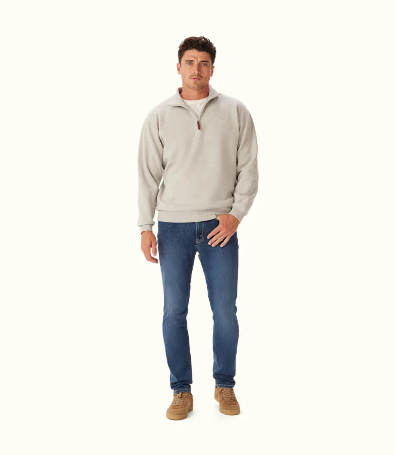 RM Williams 1/4 Zip Mulyungarie Fleece Sweatshirt Grey Marle