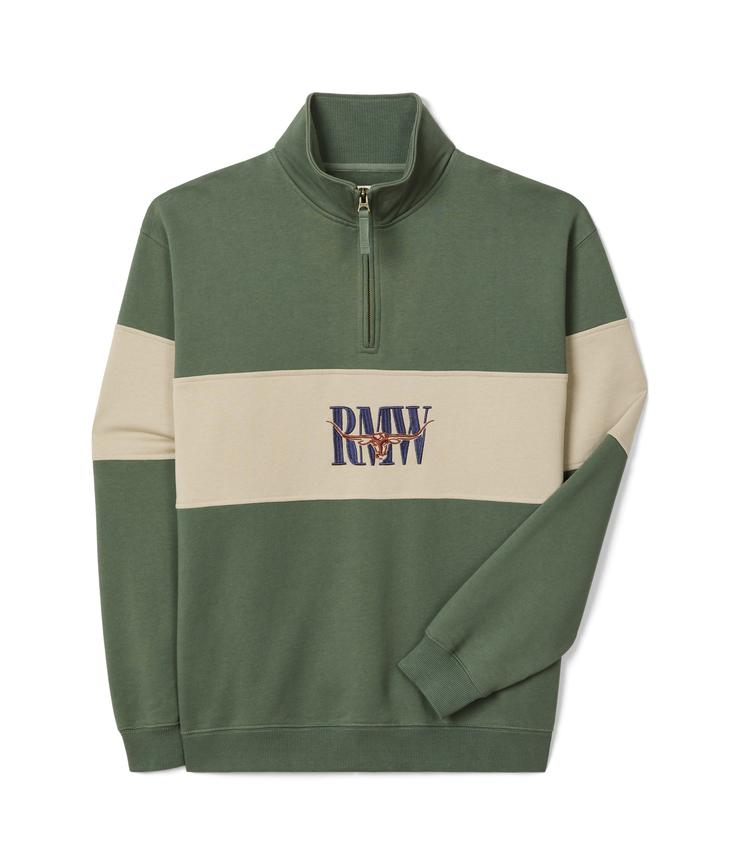 RM Williams Heritage 1/4 Zip Sweatshirt-Spruce Green
