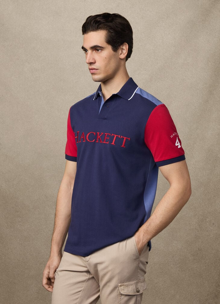 Hackett Classic Fit Short Sleeve Number Multi Polo