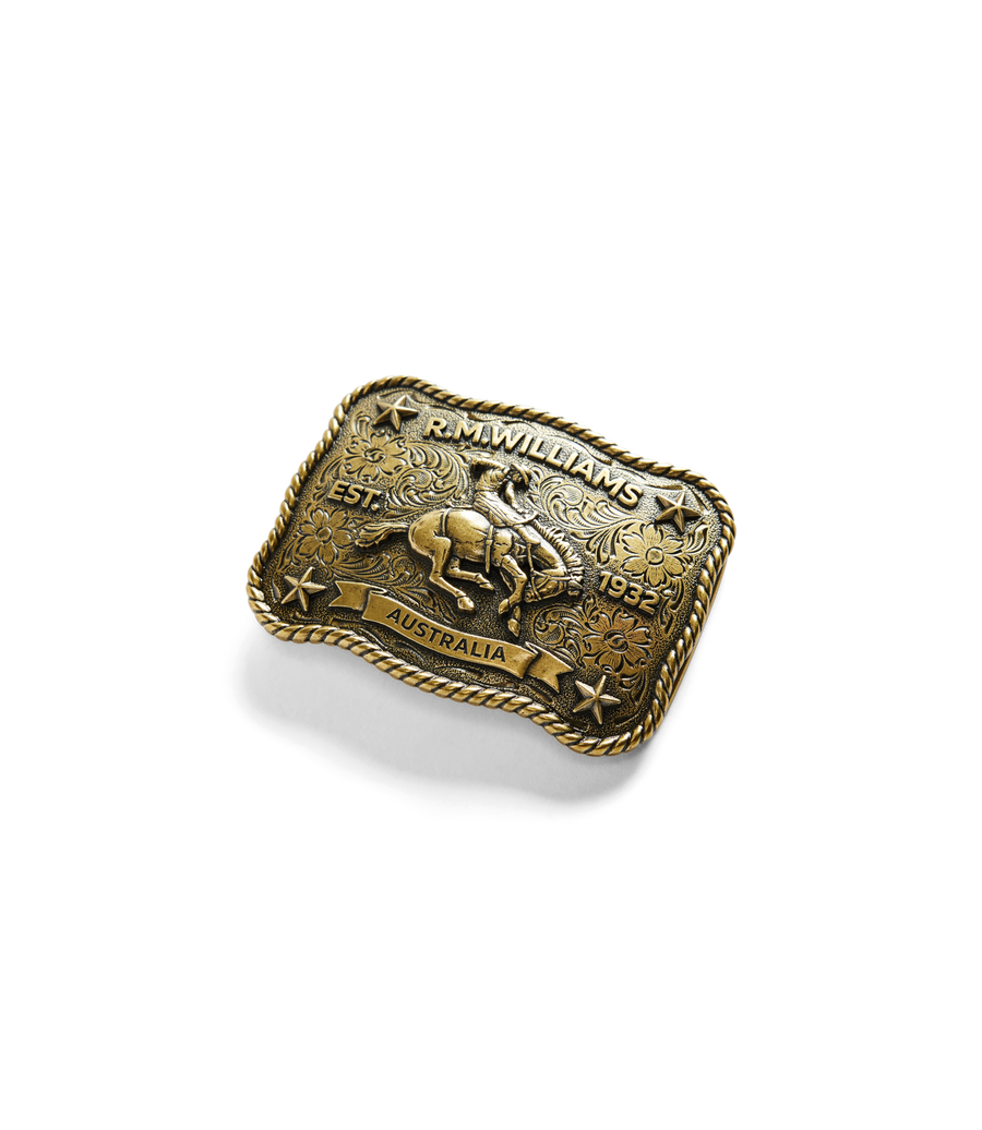 RM Williams Cloudbuster Trophy Buckle Antique Brass