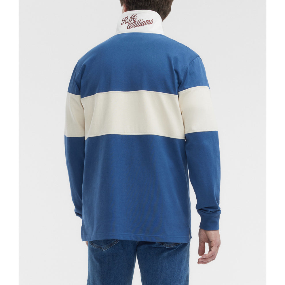RM Williams Heritage Panel Rugby Shirt-Mid Blue