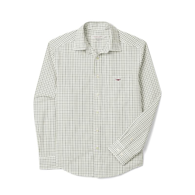 RM Williams Newland Poplin Check Shirt-Moss
