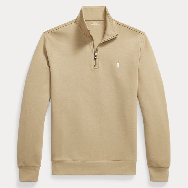 Polo Ralph Lauren Double-Knit Quarter Zip Pullover-Surrey Tan