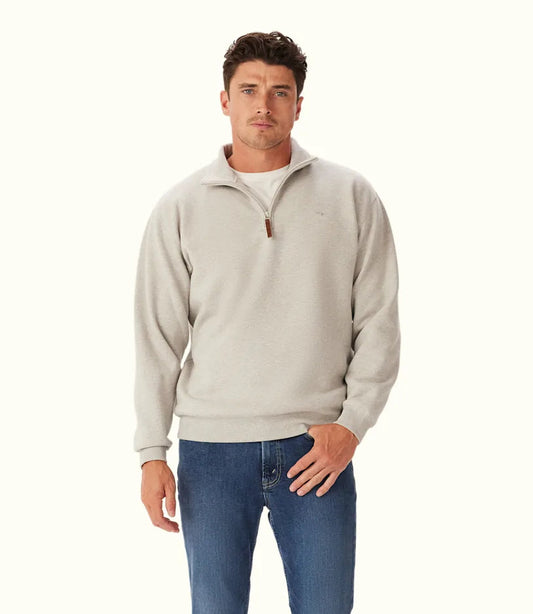 RM Williams 1/4 Zip Mulyungarie Fleece Sweatshirt Grey Marle
