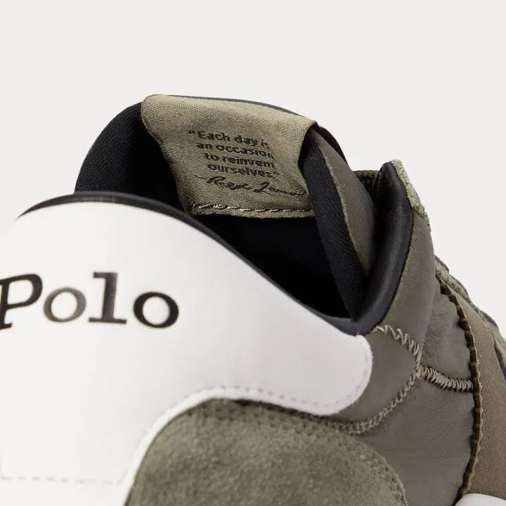 Polo Ralph Lauren Train 89 Suede Panelled Trainer-Cruise Olive