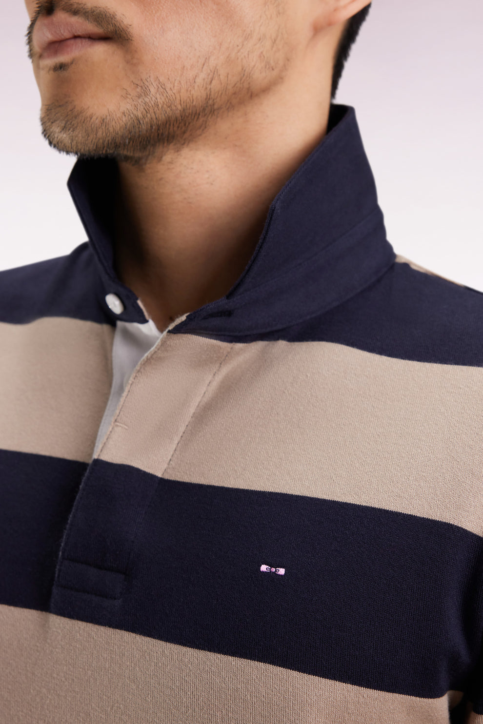 Eden Park Beige Striped Rugby Shirt