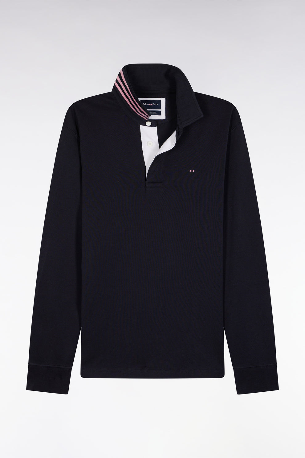 Eden Park Navy Rugby Shirt With Striped Under Collar