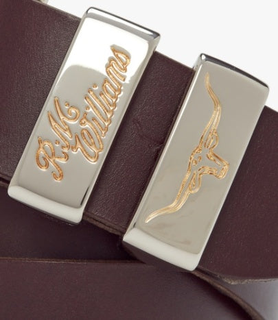 RM Williams 1.5" Drover Belt Chestnut Silver & Gold