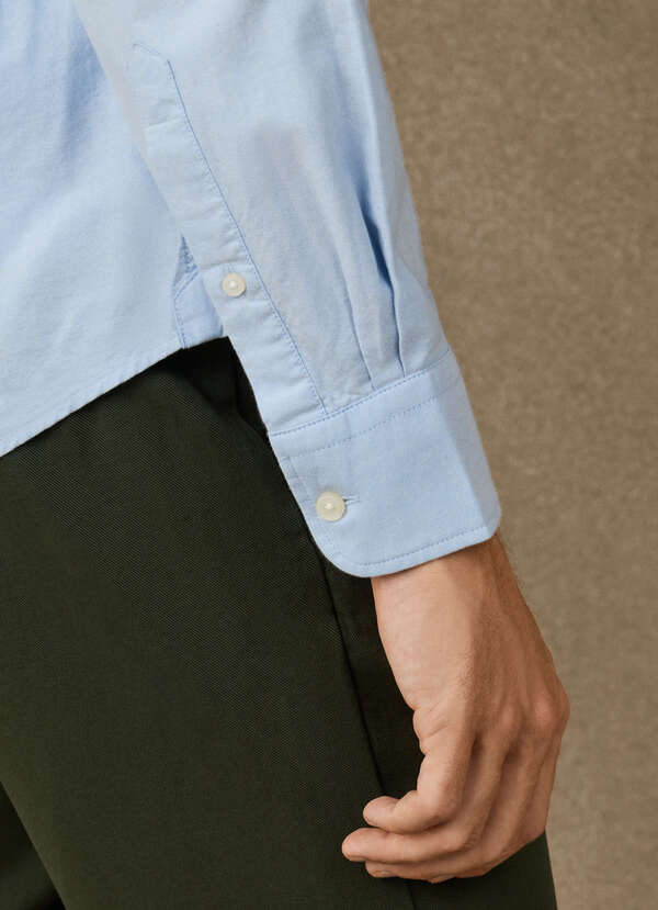 Hackett Heritage Classic Fit Solid Oxford Shirt-Blue