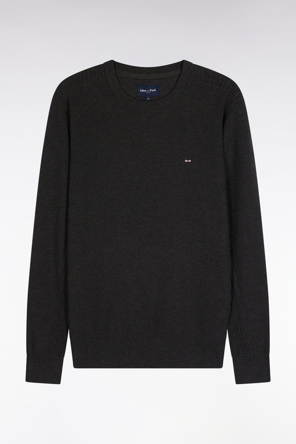 Eden Park Dark Grey Crew Neck Honeycomb Cotton Sweater