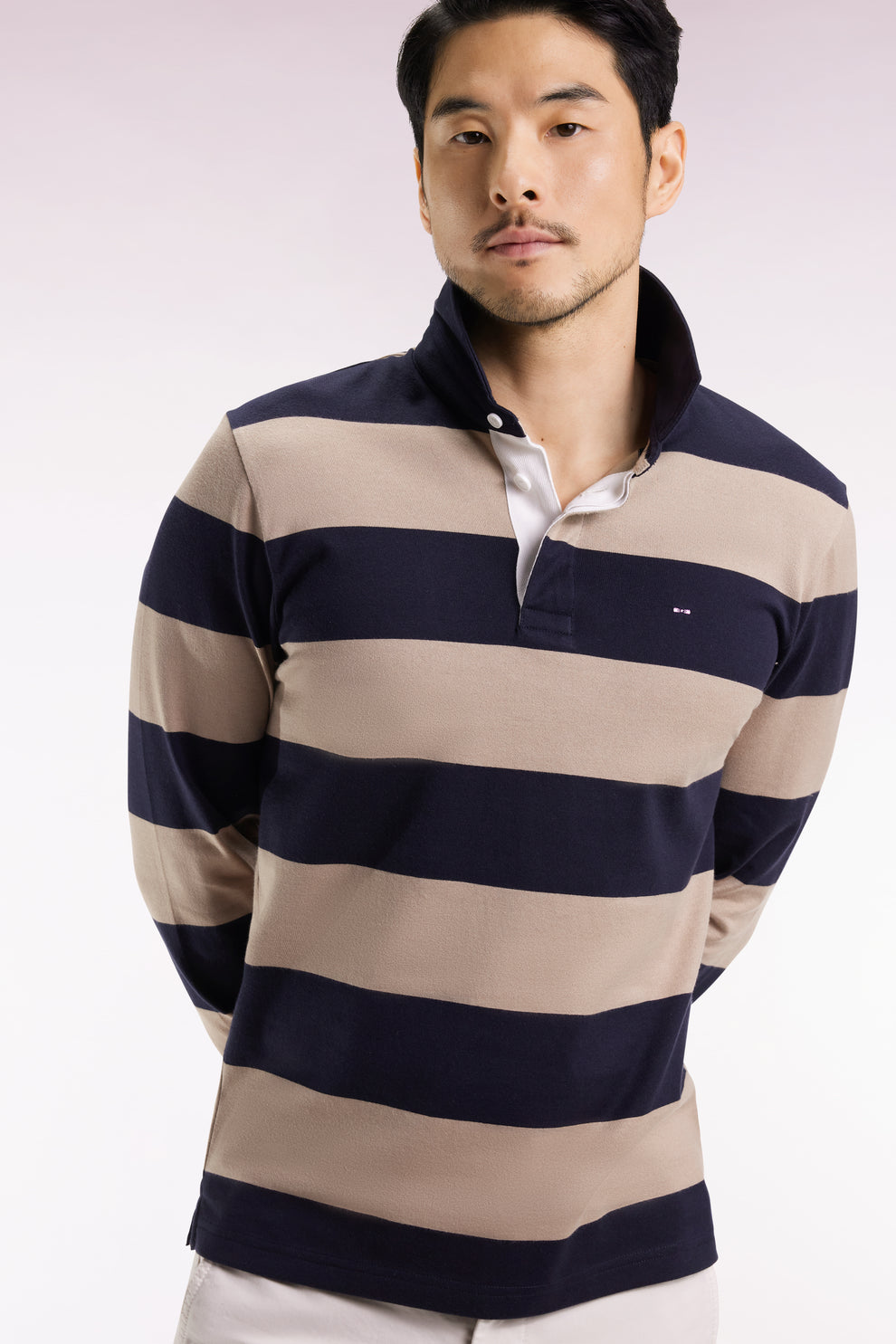 Eden Park Beige Striped Rugby Shirt