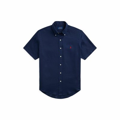 Polo Ralph Lauren Custom Fit SS Linen Shirt-Newport Navy