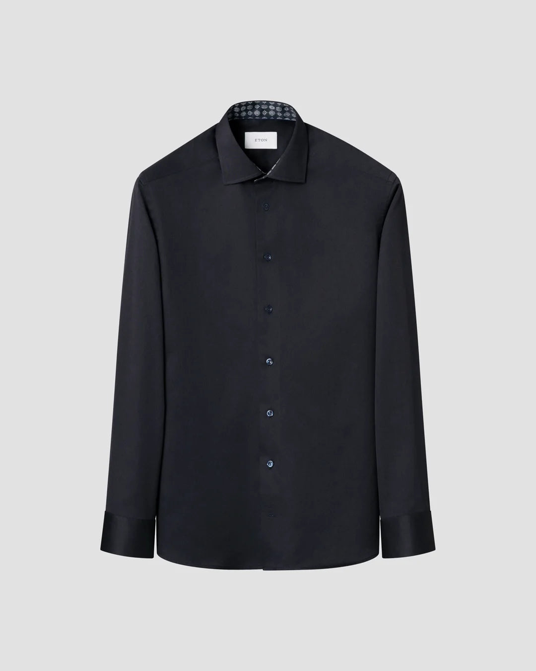 Eton Geometric Effect Signature Twill Contemporary Fit Shirt-Navy