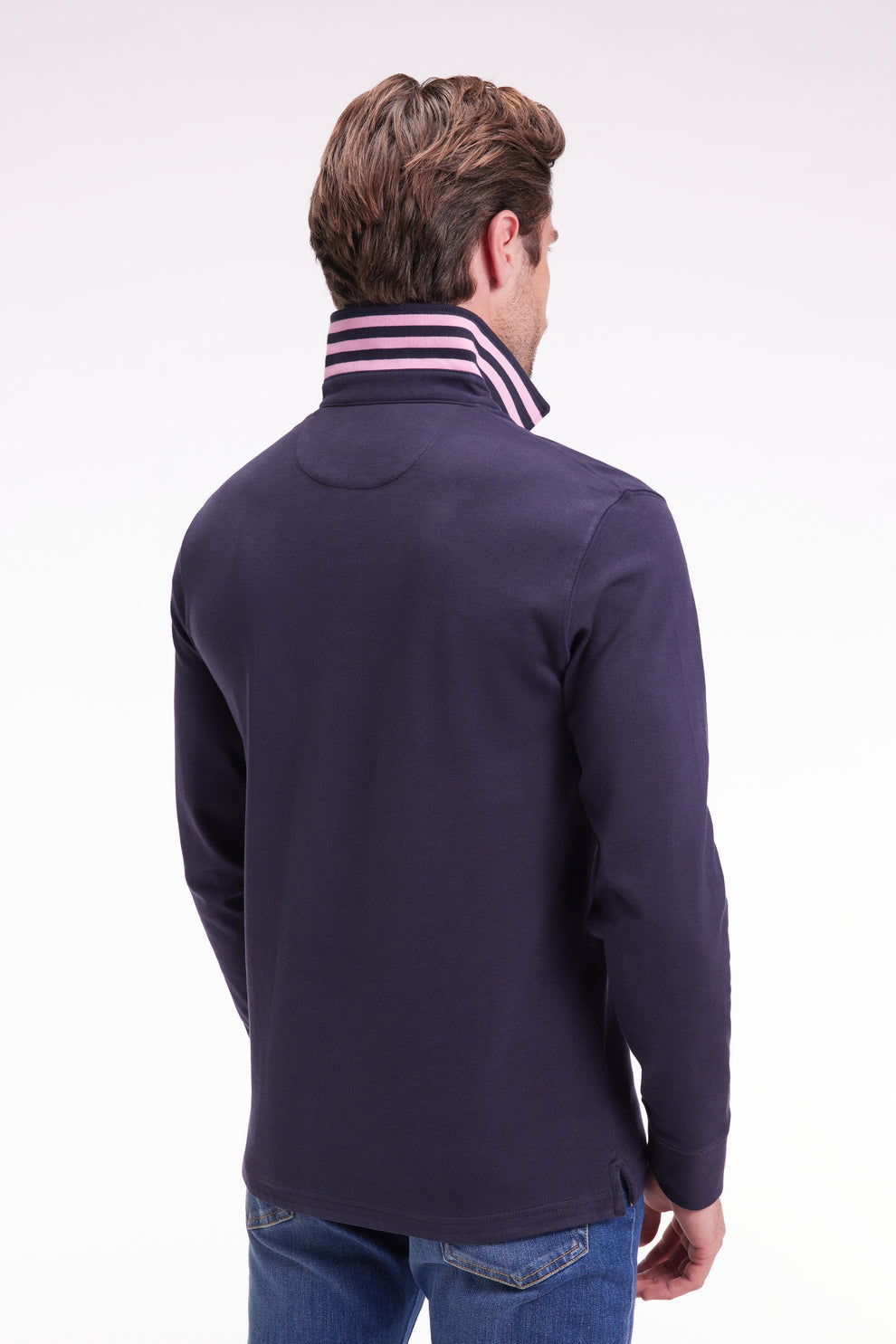 Eden Park Navy Rugby Shirt With Striped Under Collar