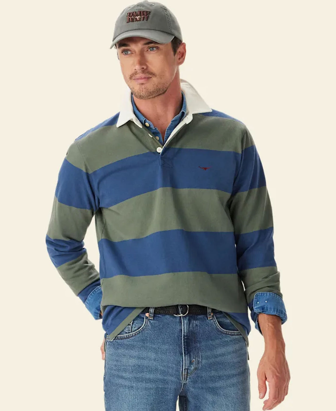 RM Williams Jones Stripe Rugby Shirt-Ensign Blue