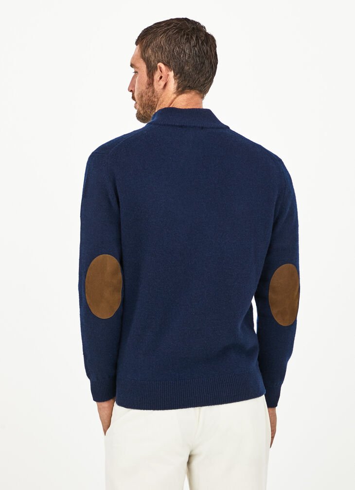 Hackett Lambswool High Neck 1/2 Zip Navy Jumper