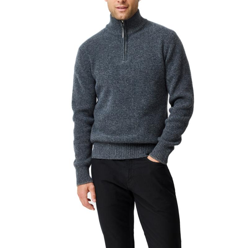 Rodd & Gunn Robbies Road Lambswool 1/4 Zip Jumper-Stonewash