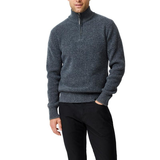 Rodd & Gunn Robbies Road Lambswool 1/4 Zip Jumper-Stonewash