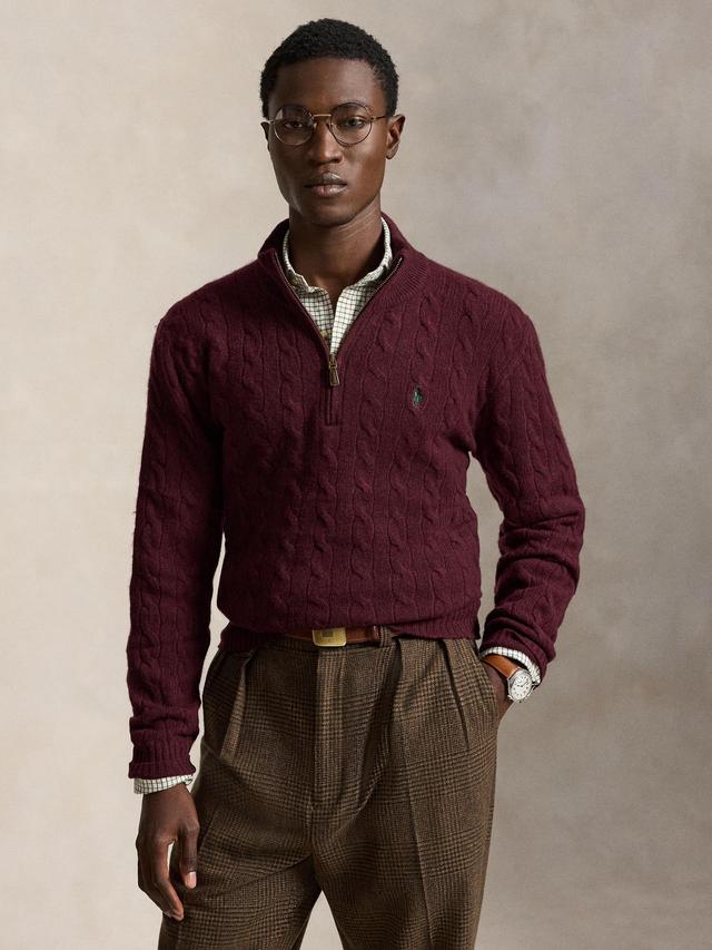 Polo Ralph Lauren Cable-Knit Quarter-Zip Jumper-Aged Wine Heather