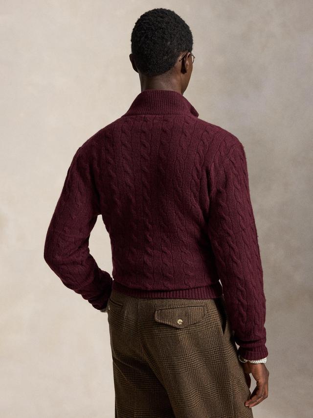 Polo Ralph Lauren Cable-Knit Quarter-Zip Jumper-Aged Wine Heather