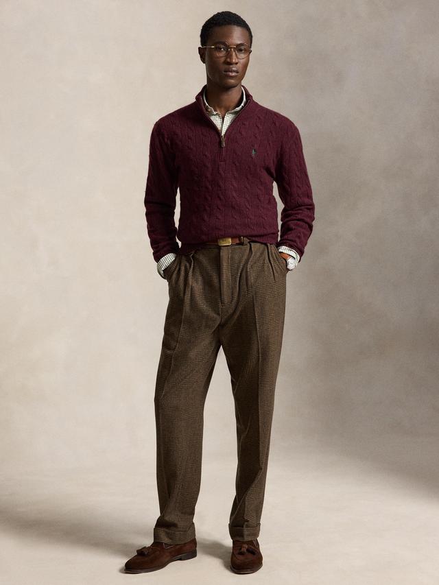 Polo Ralph Lauren Cable-Knit Quarter-Zip Jumper-Aged Wine Heather