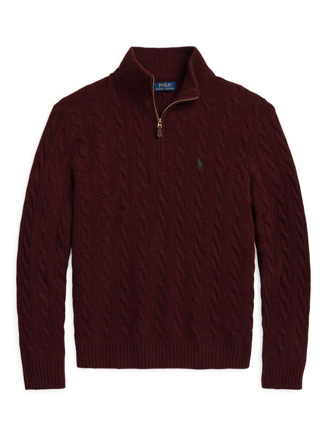 Polo Ralph Lauren Cable-Knit Quarter-Zip Jumper-Aged Wine Heather