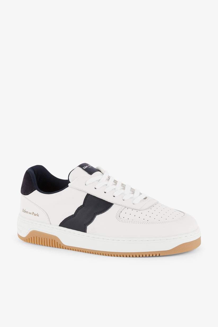 Eden Park Two-Tone White Leather Trainers