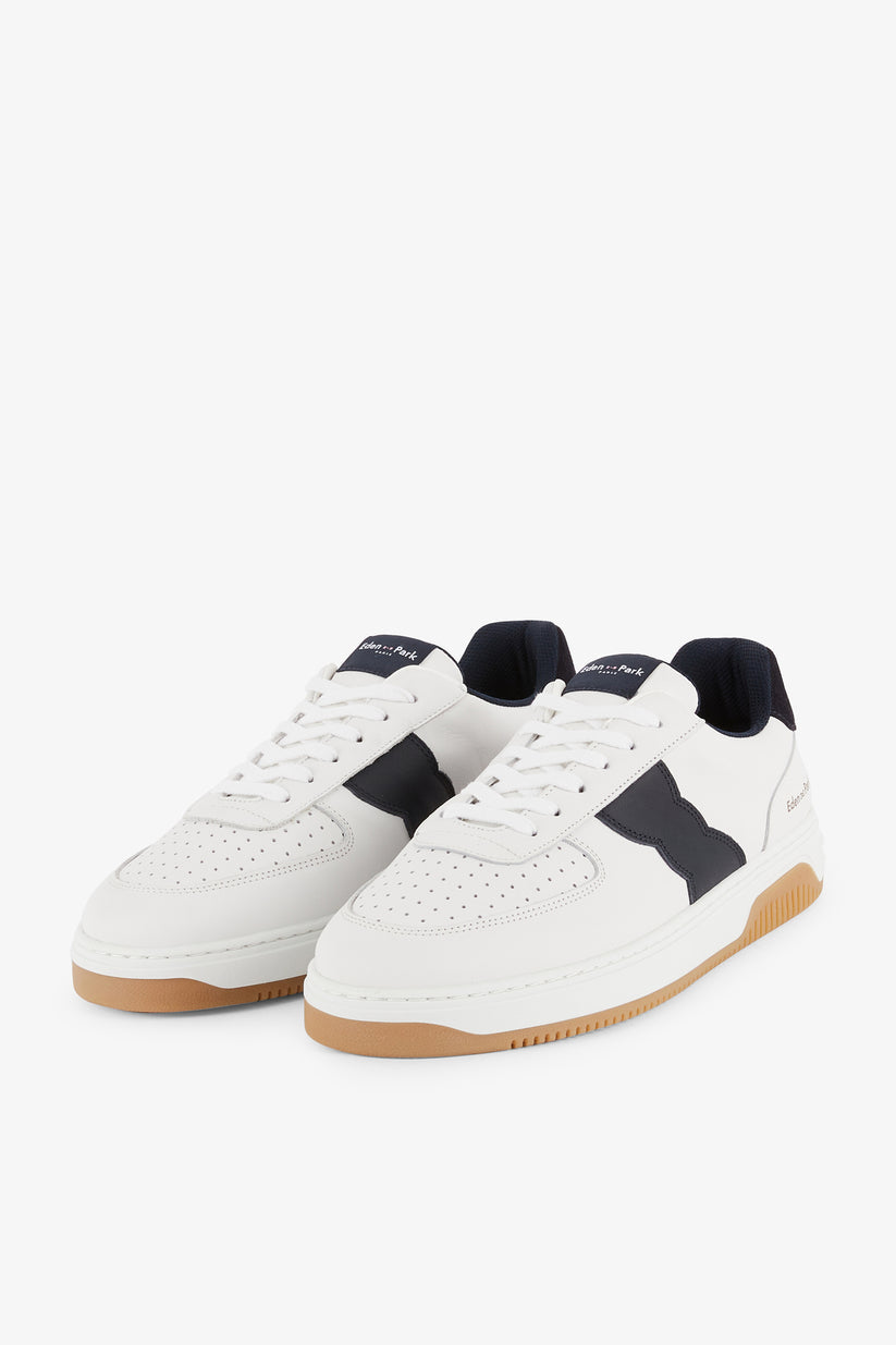 Eden Park Two-Tone White Leather Trainers