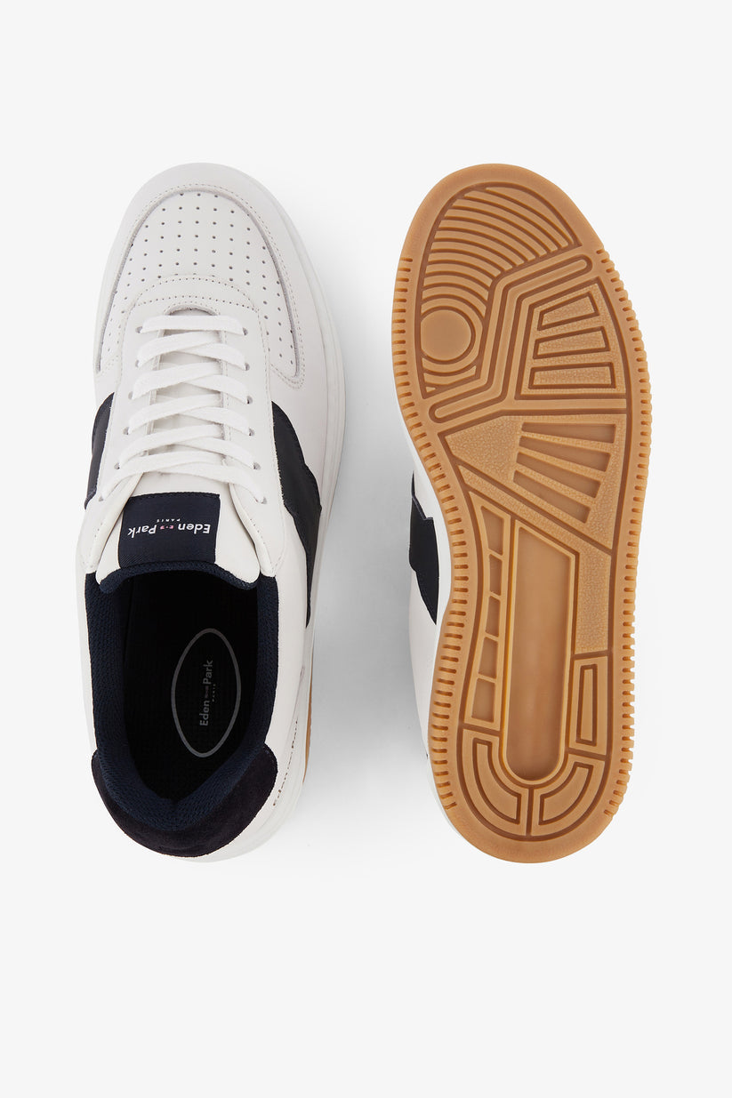 Eden Park Two-Tone White Leather Trainers