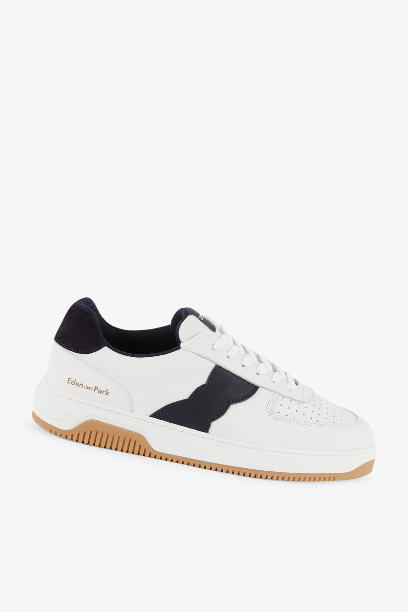 Eden Park Two-Tone White Leather Trainers