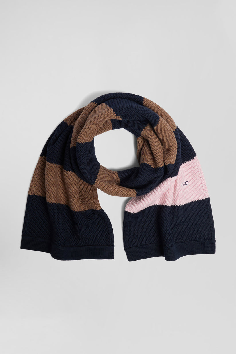 Eden Park Navy/Brown Striped Cotton Scarf