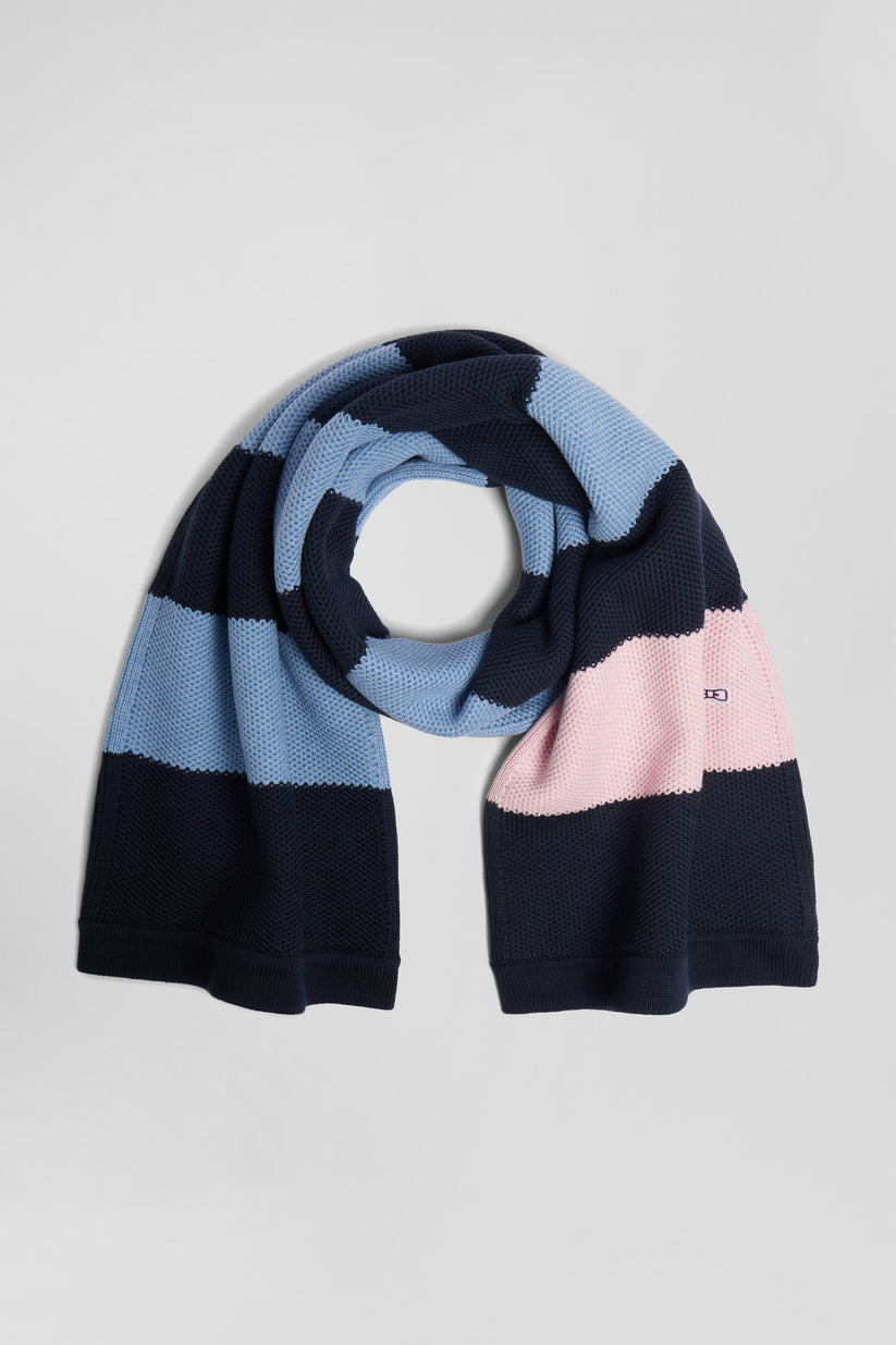 Eden Park Navy/Sky Blue Cotton Striped Scarf