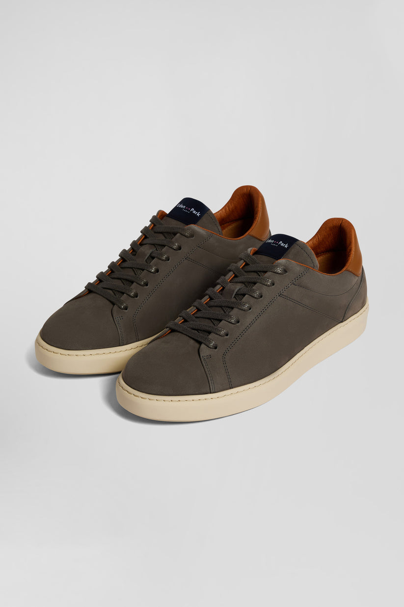 Eden Park Anthracite Grey Leather Trainers