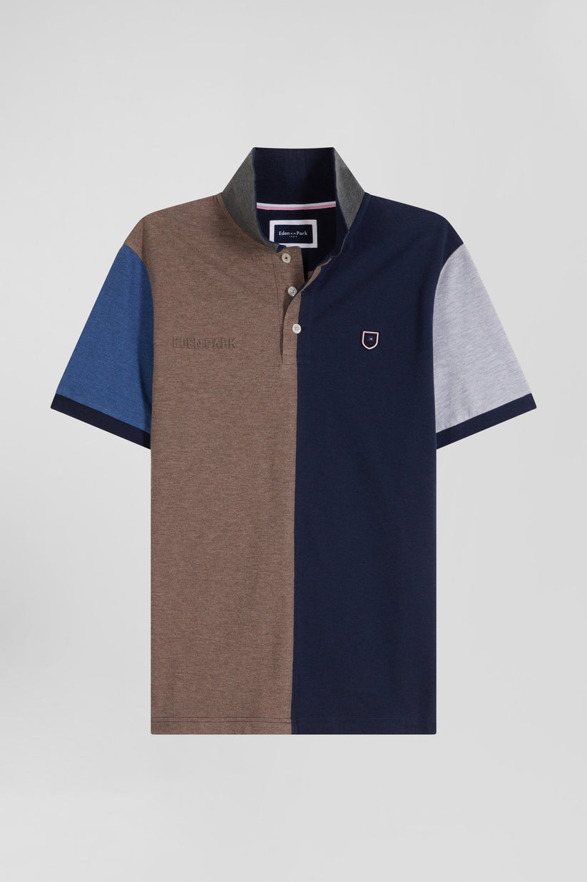 Eden Park Regular Navy Colourblock Pique Polo Shirt