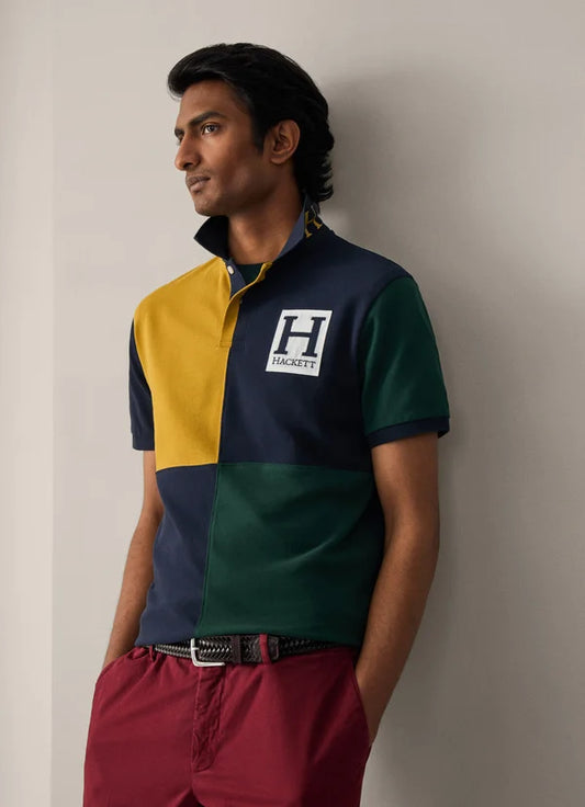 Hackett Classic Fit Heritage Navy/Gold Pique Polo