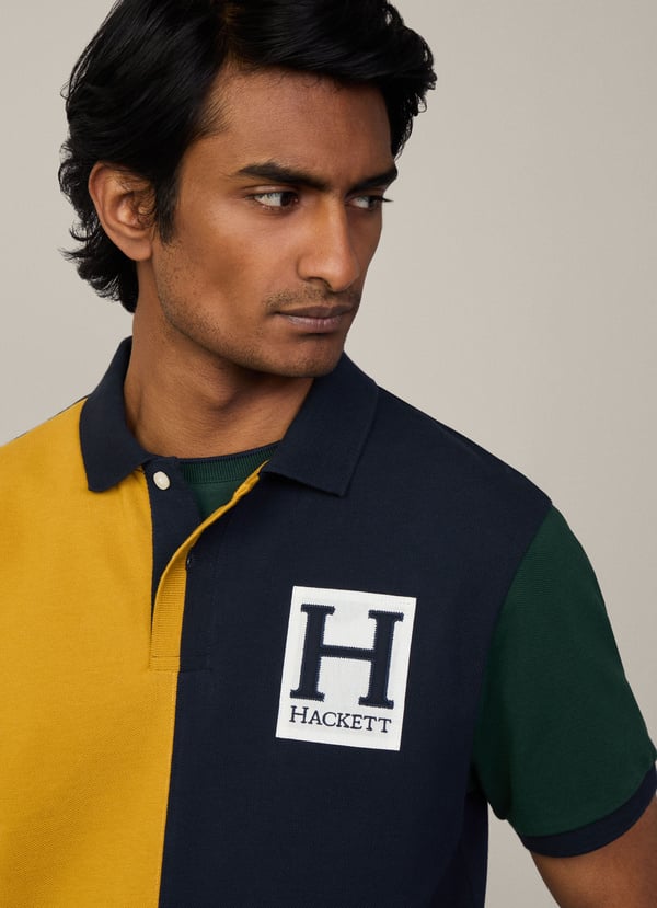 Hackett Classic Fit Heritage Navy/Gold Pique Polo