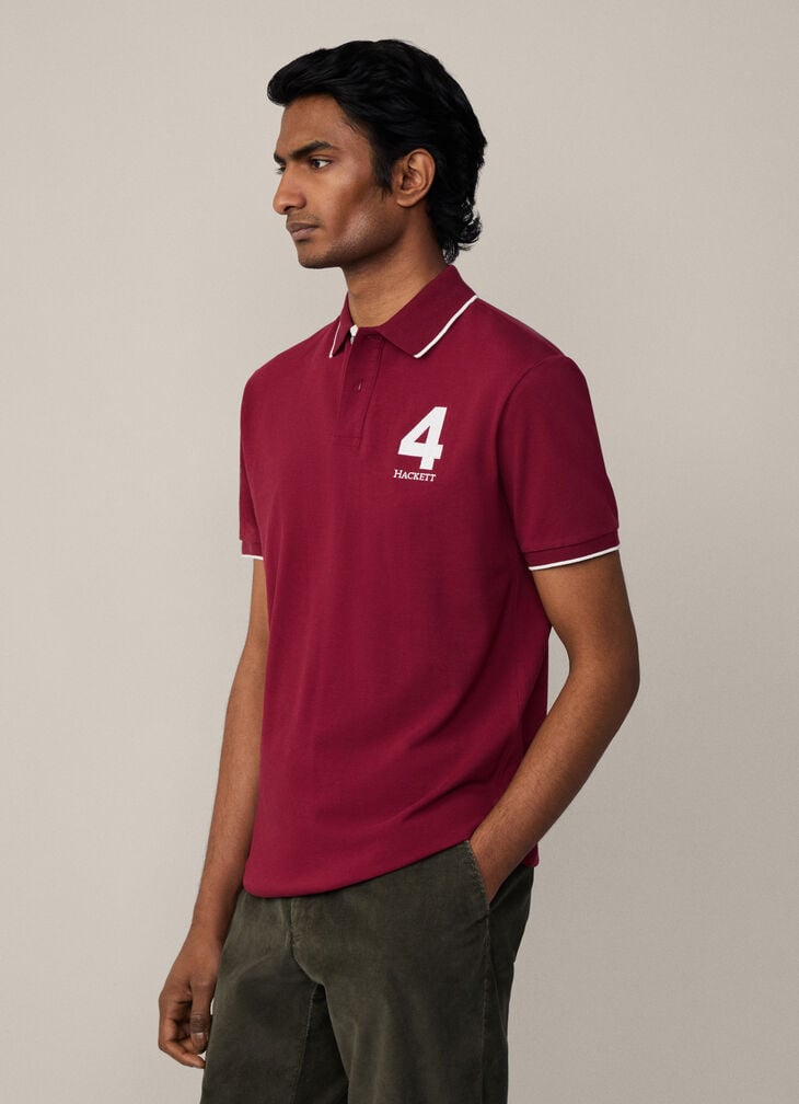 Hackett Classic Fit Heritage Winter Red Pique Polo