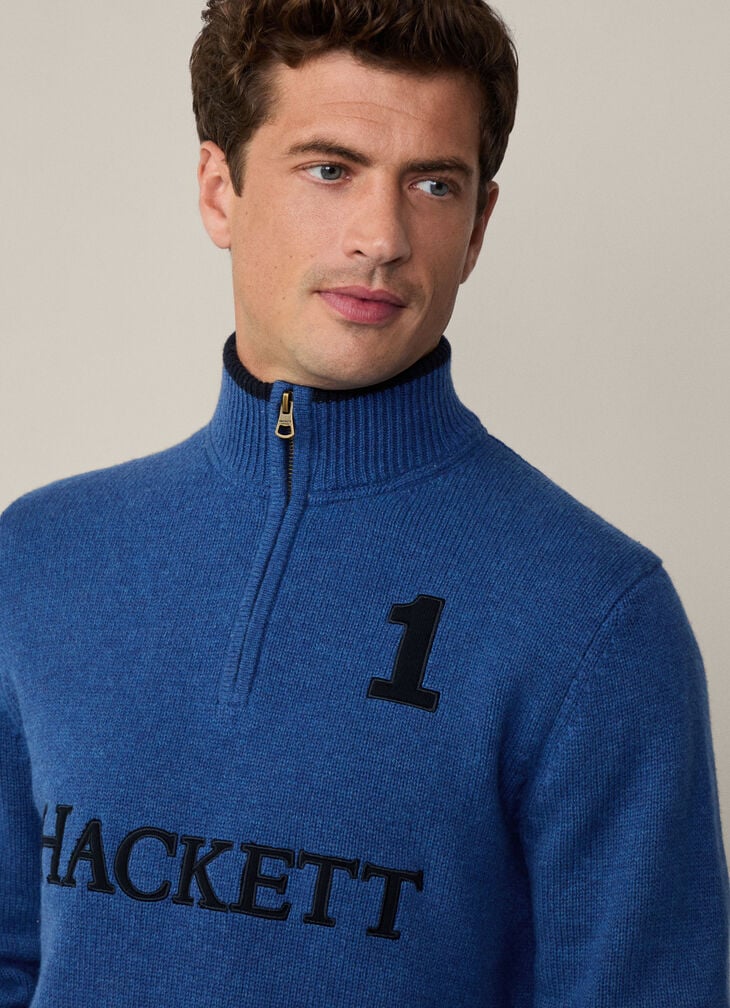 Hackett Heritage Midnight Blue 1/2 Zip Wool Jumper