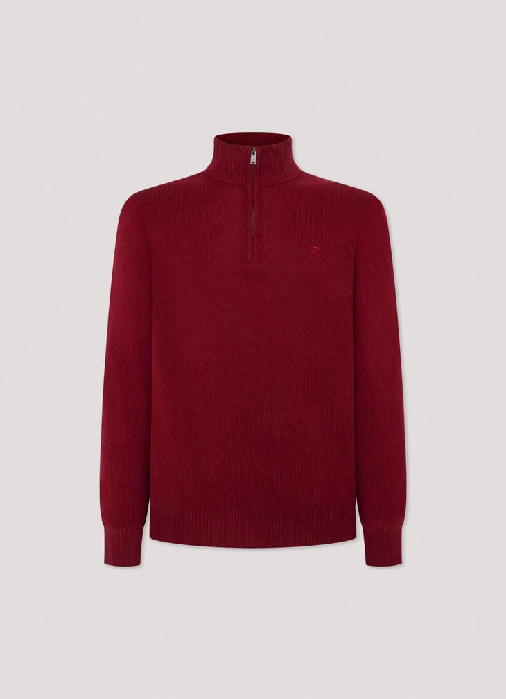 Hackett High Neck 1/2 Zip Winter Red Jumper