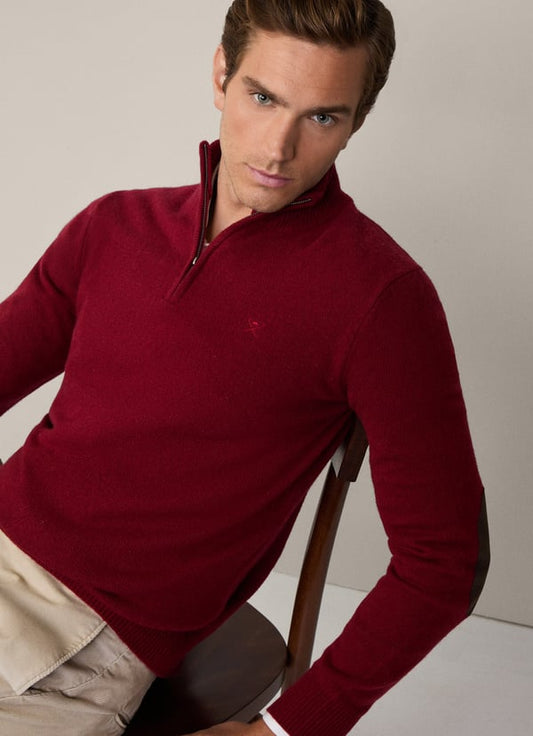 Hackett High Neck 1/2 Zip Winter Red Jumper