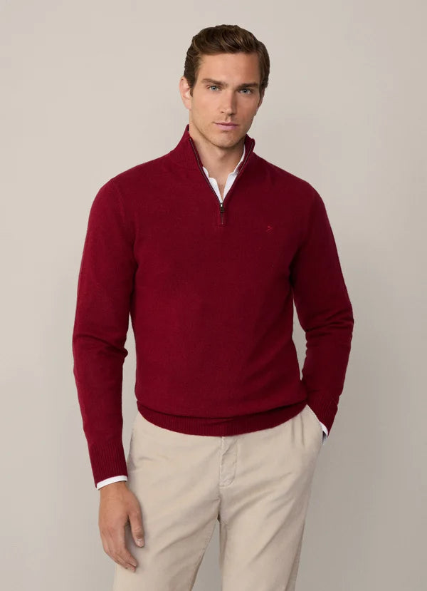 Hackett High Neck 1/2 Zip Winter Red Jumper