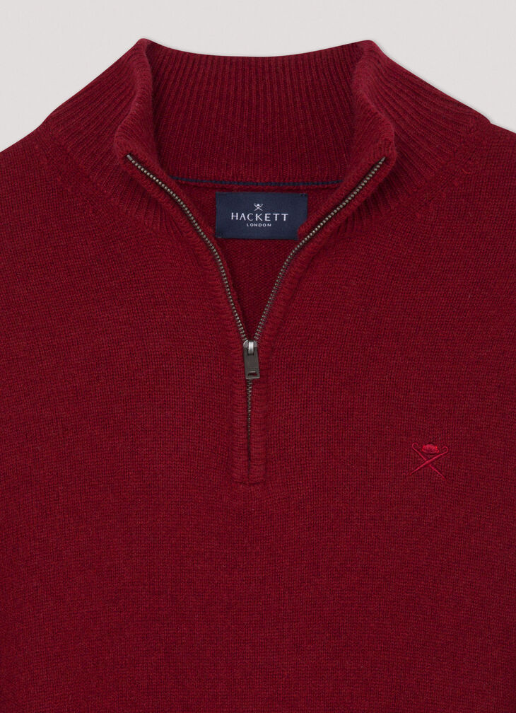 Hackett High Neck 1/2 Zip Winter Red Jumper