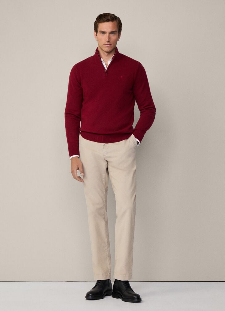 Hackett High Neck 1/2 Zip Winter Red Jumper