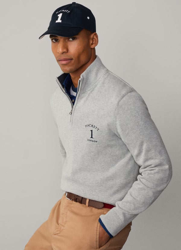 Hackett Knitted No.1 Quarter Zip Jumper