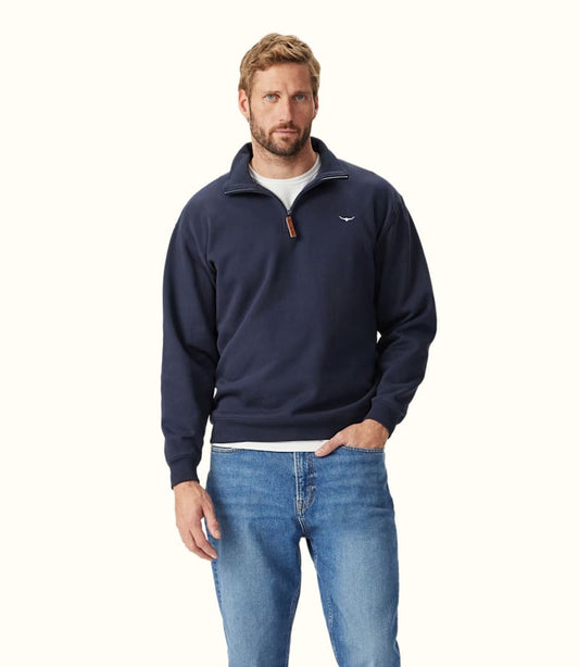 RM Williams1/4 Zip Navy Mulyungarie Fleece Sweatshirt