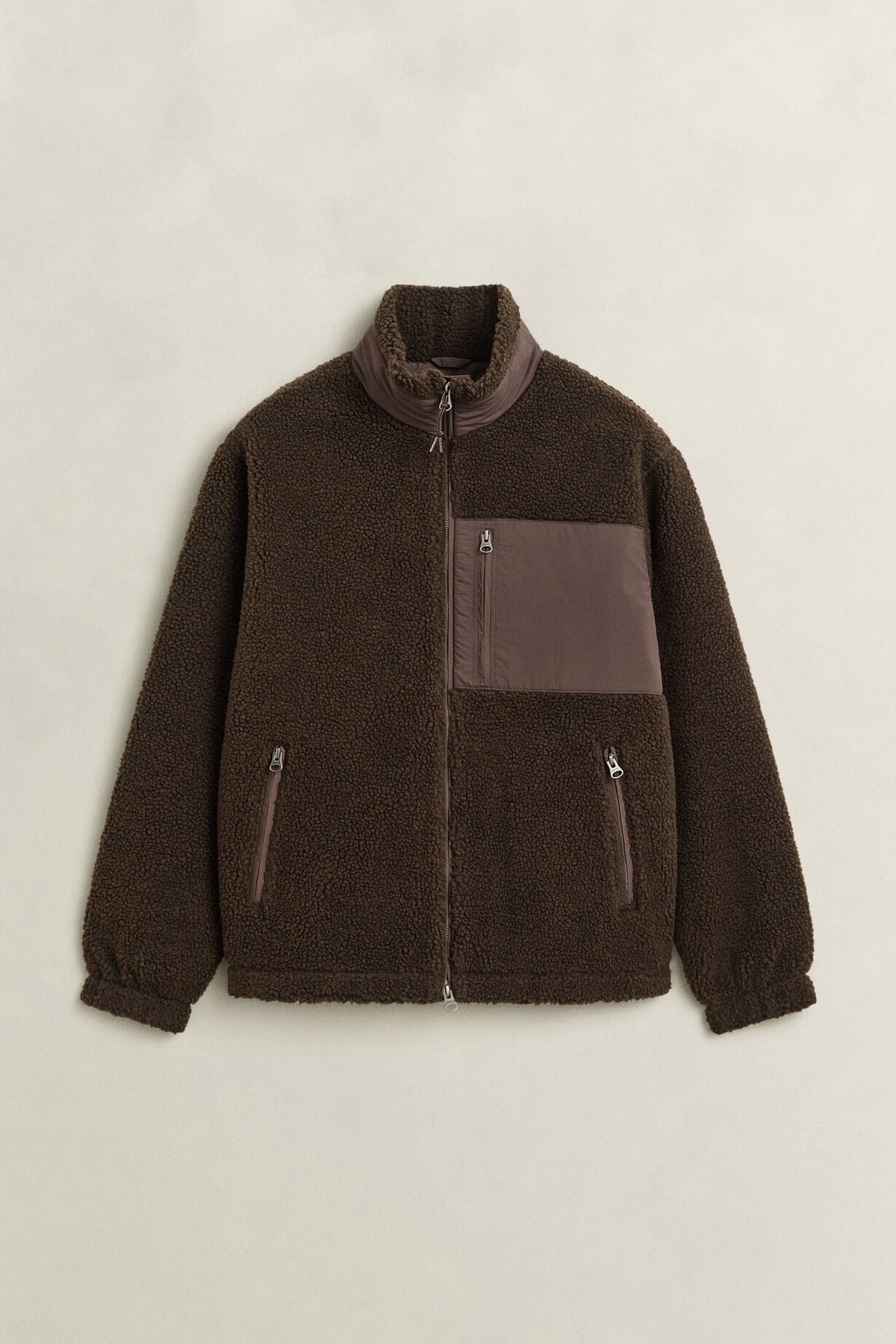 GANT Reg Fit Fleece Jacket-Shadow Brown