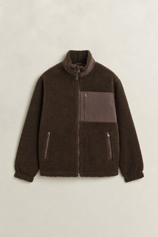 GANT Reg Fit Fleece Jacket-Shadow Brown
